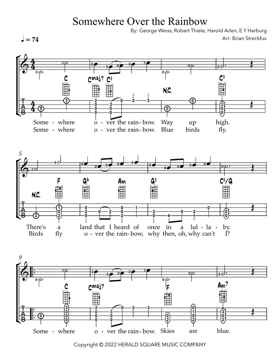 Somewhere Over The Rainbow/what A Wonderful World Ukulele scores gallery preview page 1