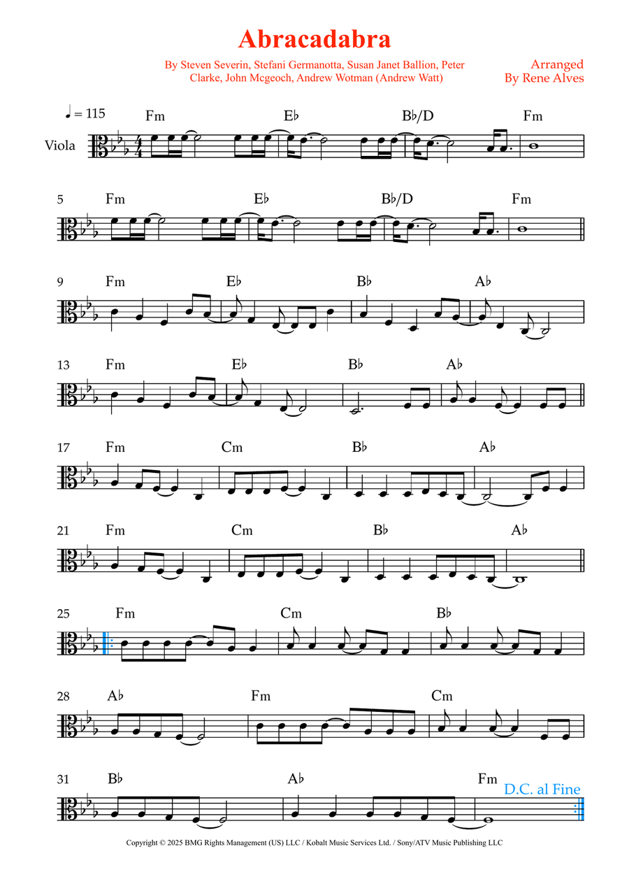 Abracadabra Abracadabra Viola Solo scores gallery preview page 1