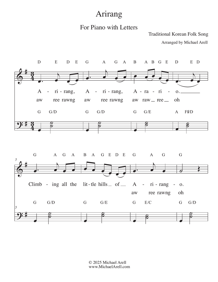 Arirang for Piano Piano Method scores gallery preview page 1