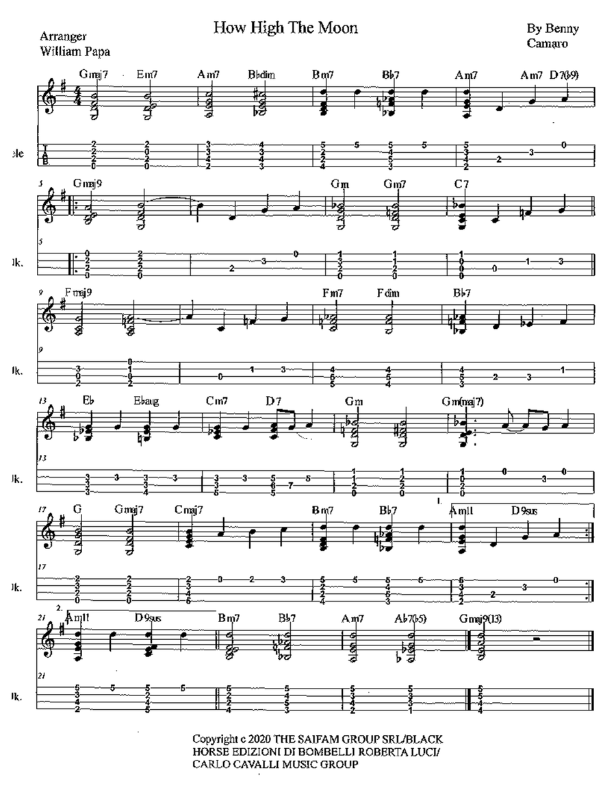 How High The Moon Ukulele scores gallery preview page 1