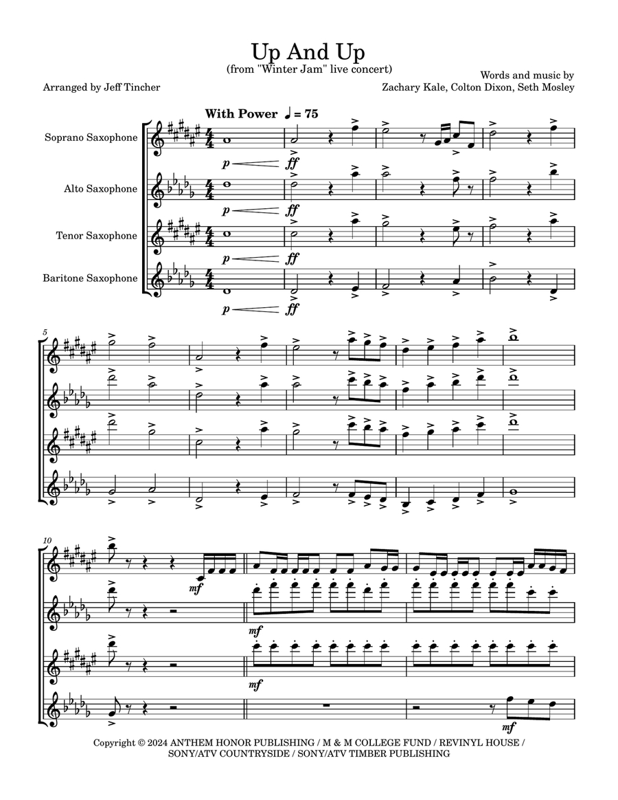 Up And Up Saxophone Quartet scores gallery preview page 2