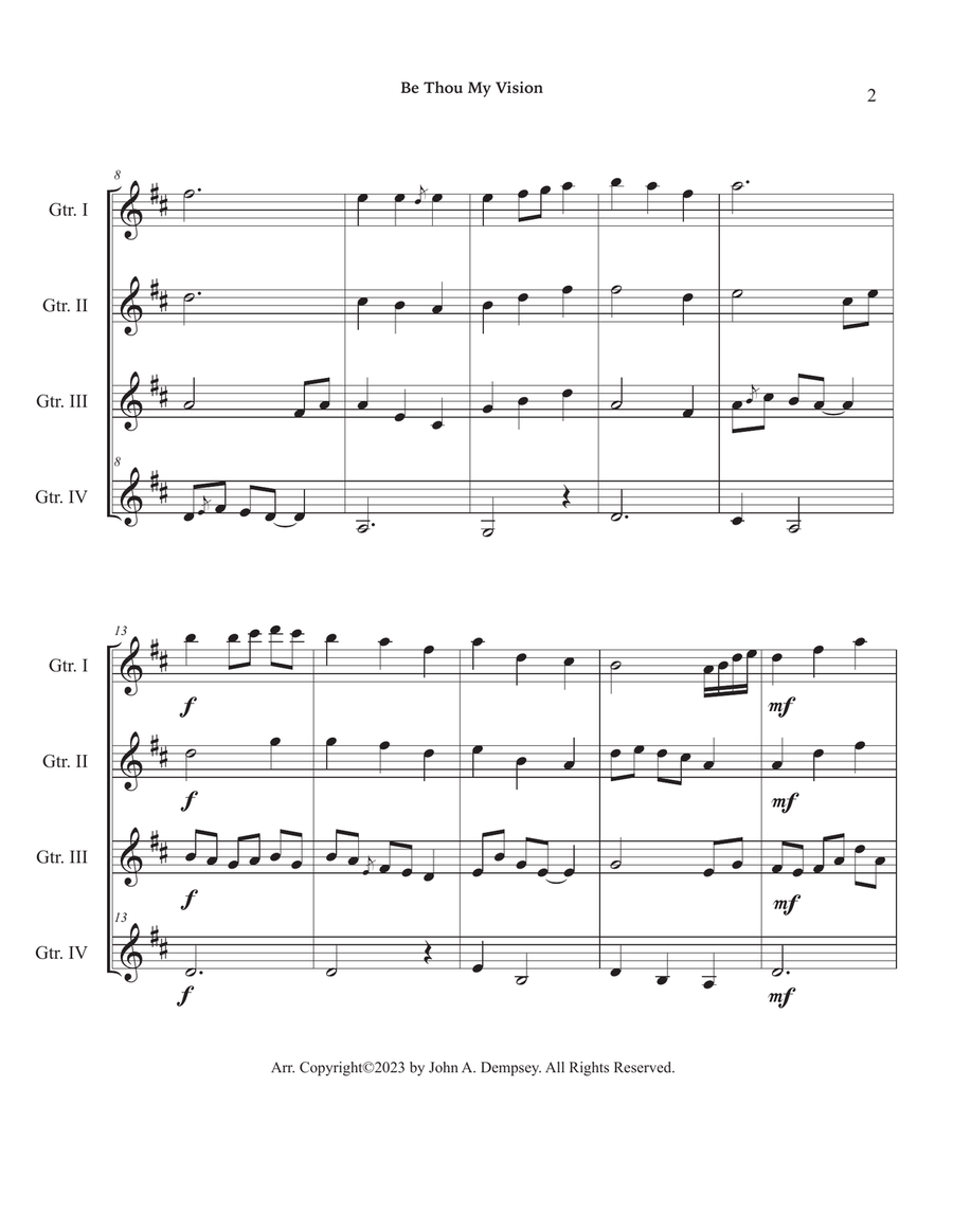 Be Thou My Vision (Guitar Quartet) Guitar Ensemble scores gallery preview page 6