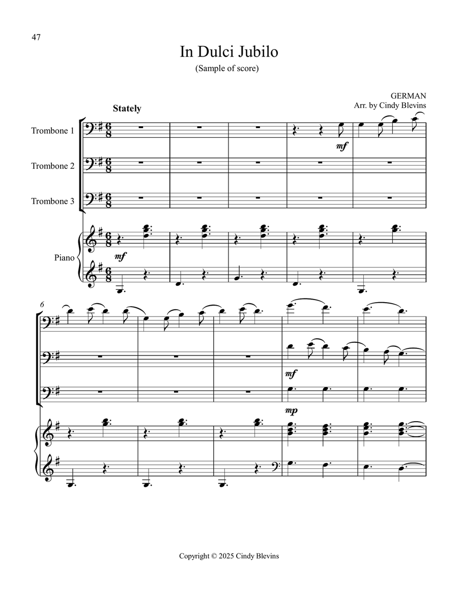 Three Trombones and Piano for Christmas, Book 1 (12 Arrangements) Trombone Trio scores gallery preview page 3