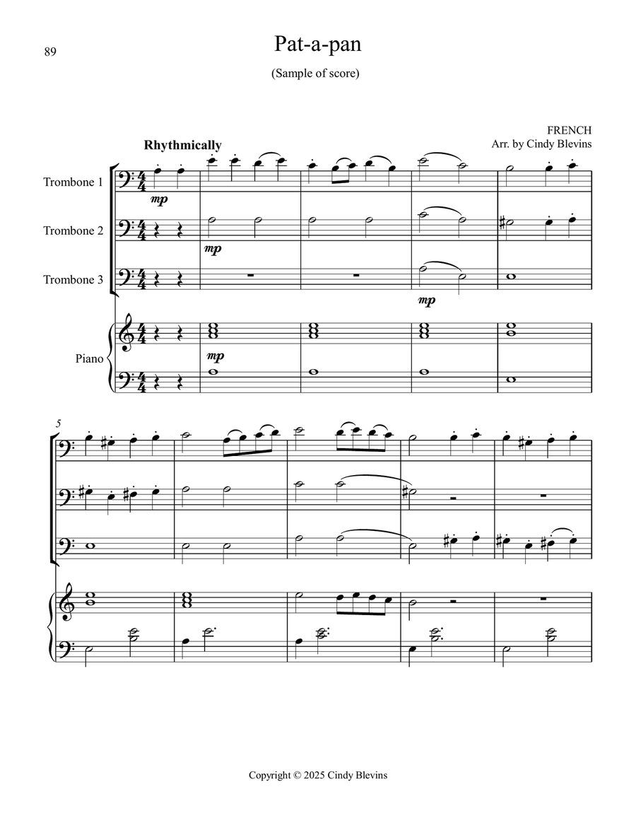 Three Trombones and Piano for Christmas, Book 1 (12 Arrangements) Trombone Trio scores gallery preview page 4