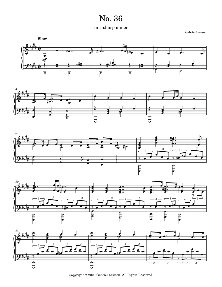 No. 36 in c-sharp minor No. 36 in c-sharp minor Piano Solo scores gallery preview page 1