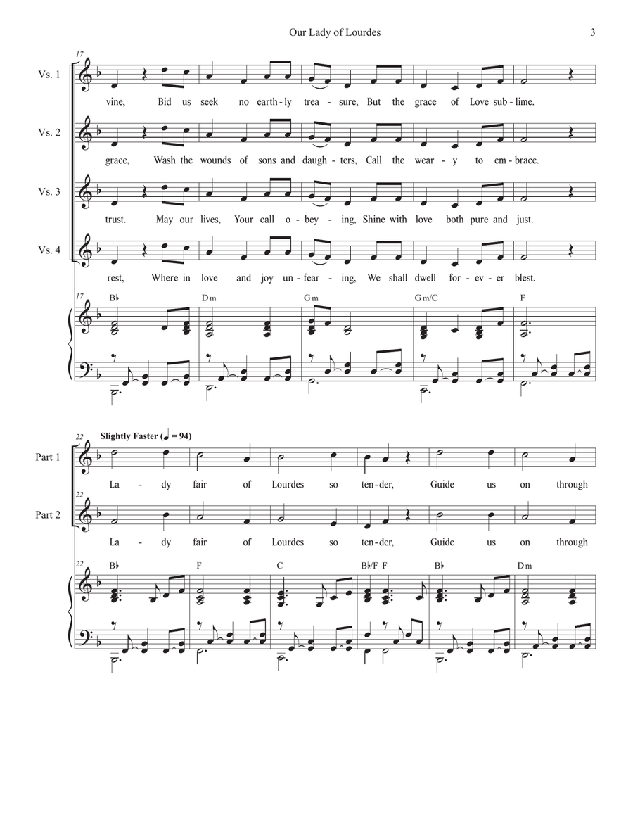 Our Lady of Lourdes (2-part choir) 2-Part scores gallery preview page 3