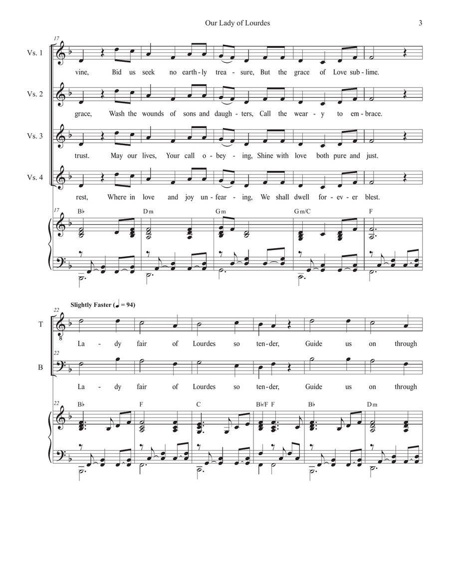 Our Lady of Lourdes (2-part choir - (TB) TB scores gallery preview page 3