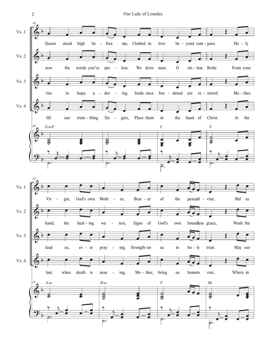 Our Lady of Lourdes (Vocal Trio - (SAB) 3-Part scores gallery preview page 2
