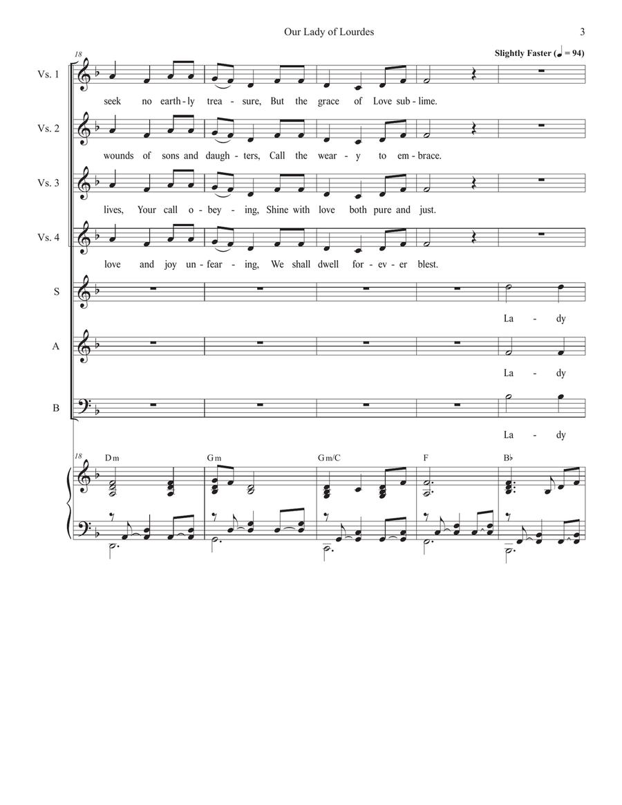 Our Lady of Lourdes (Vocal Trio - (SAB) 3-Part scores gallery preview page 3