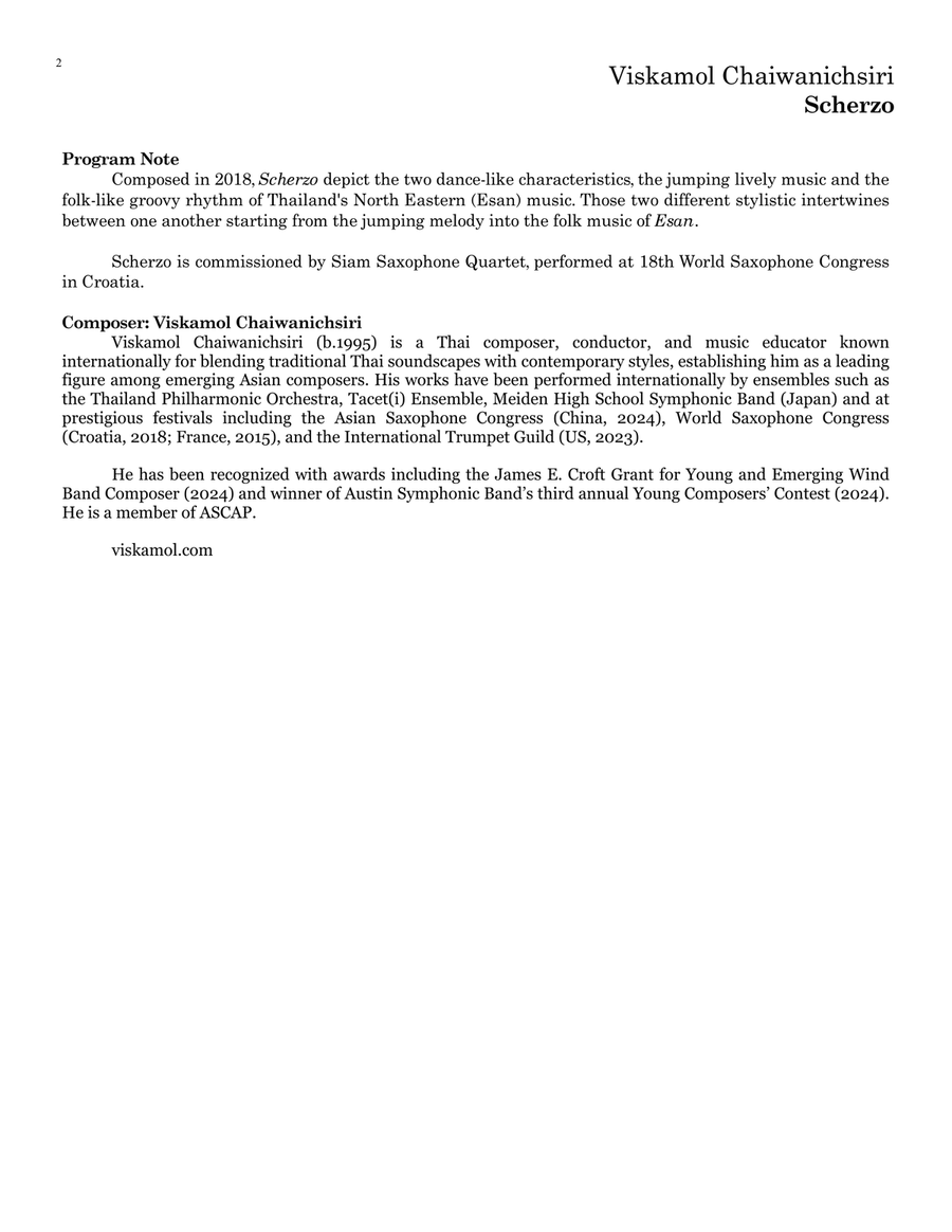 Scherzo (Flute Quartet) - Score Only Flute Quartet scores gallery preview page 2