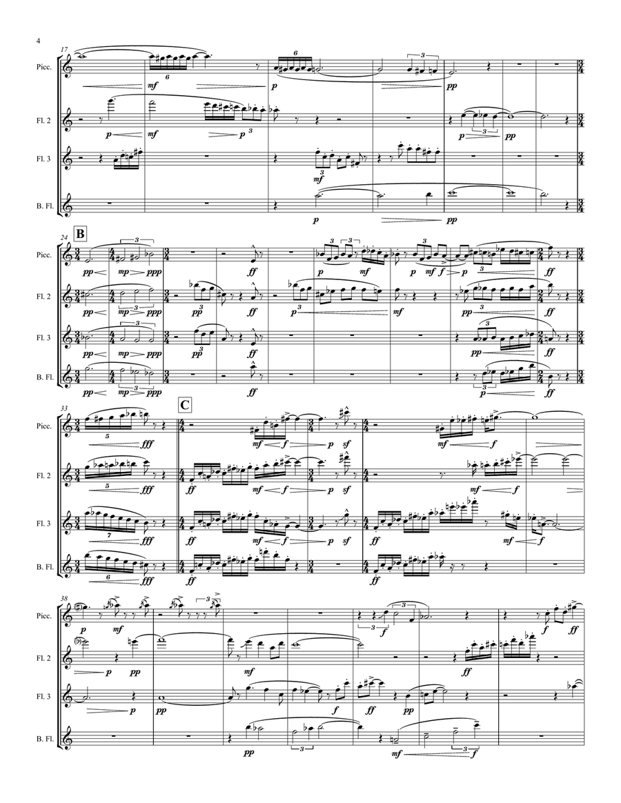 Scherzo (Flute Quartet) - Score Only Flute Quartet scores gallery preview page 4