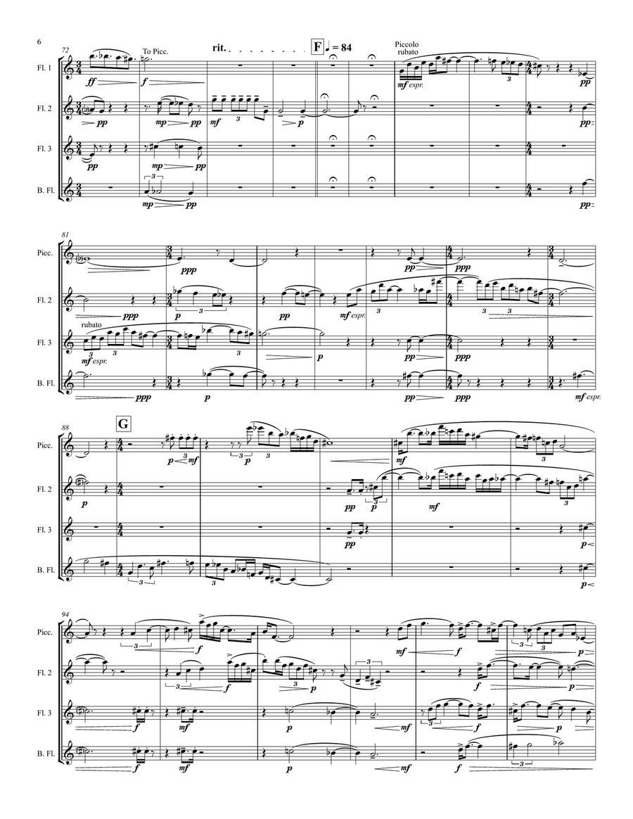 Scherzo (Flute Quartet) - Score Only Flute Quartet scores gallery preview page 6