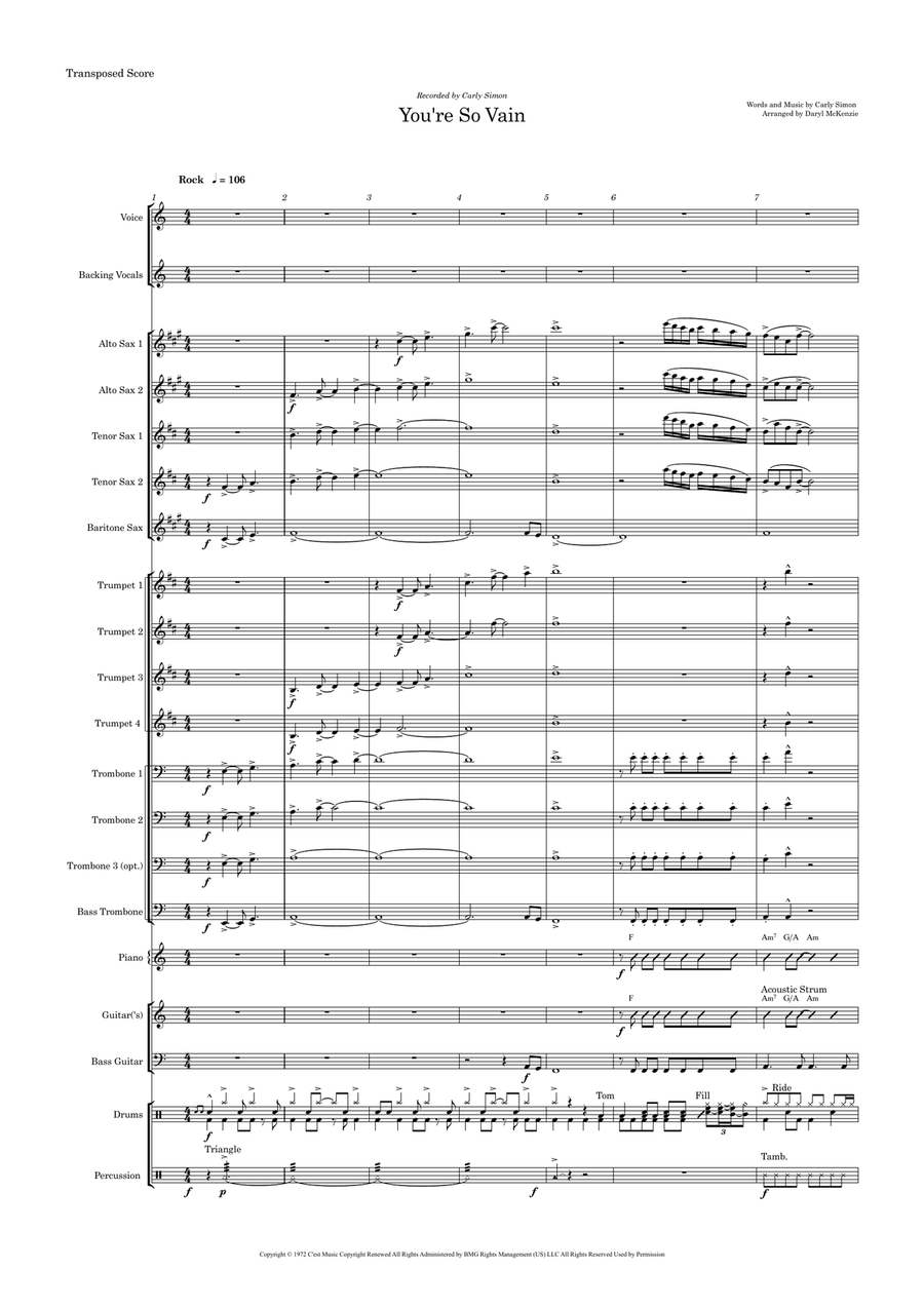 You're So Vain Jazz Ensemble scores gallery preview page 1