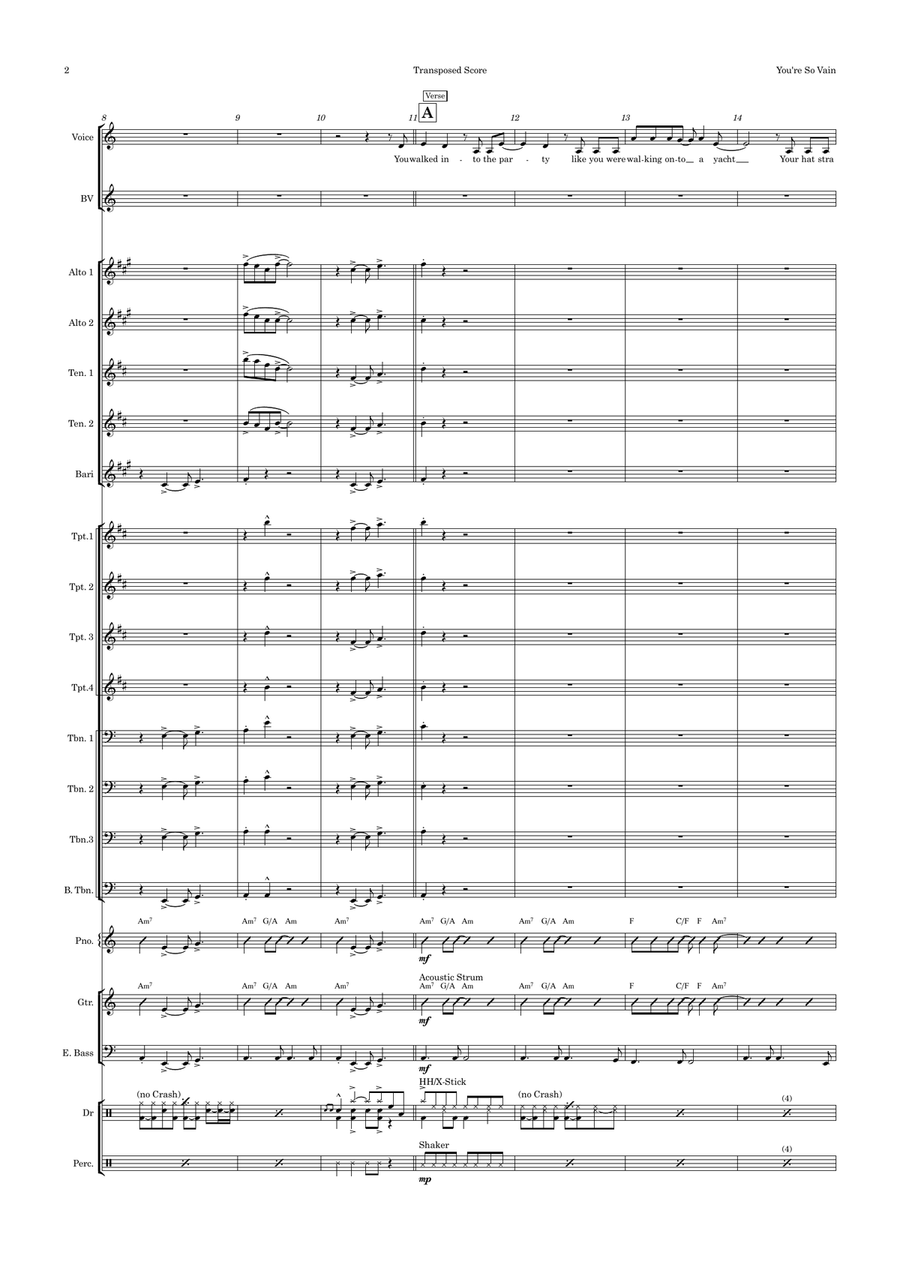 You're So Vain Jazz Ensemble scores gallery preview page 2