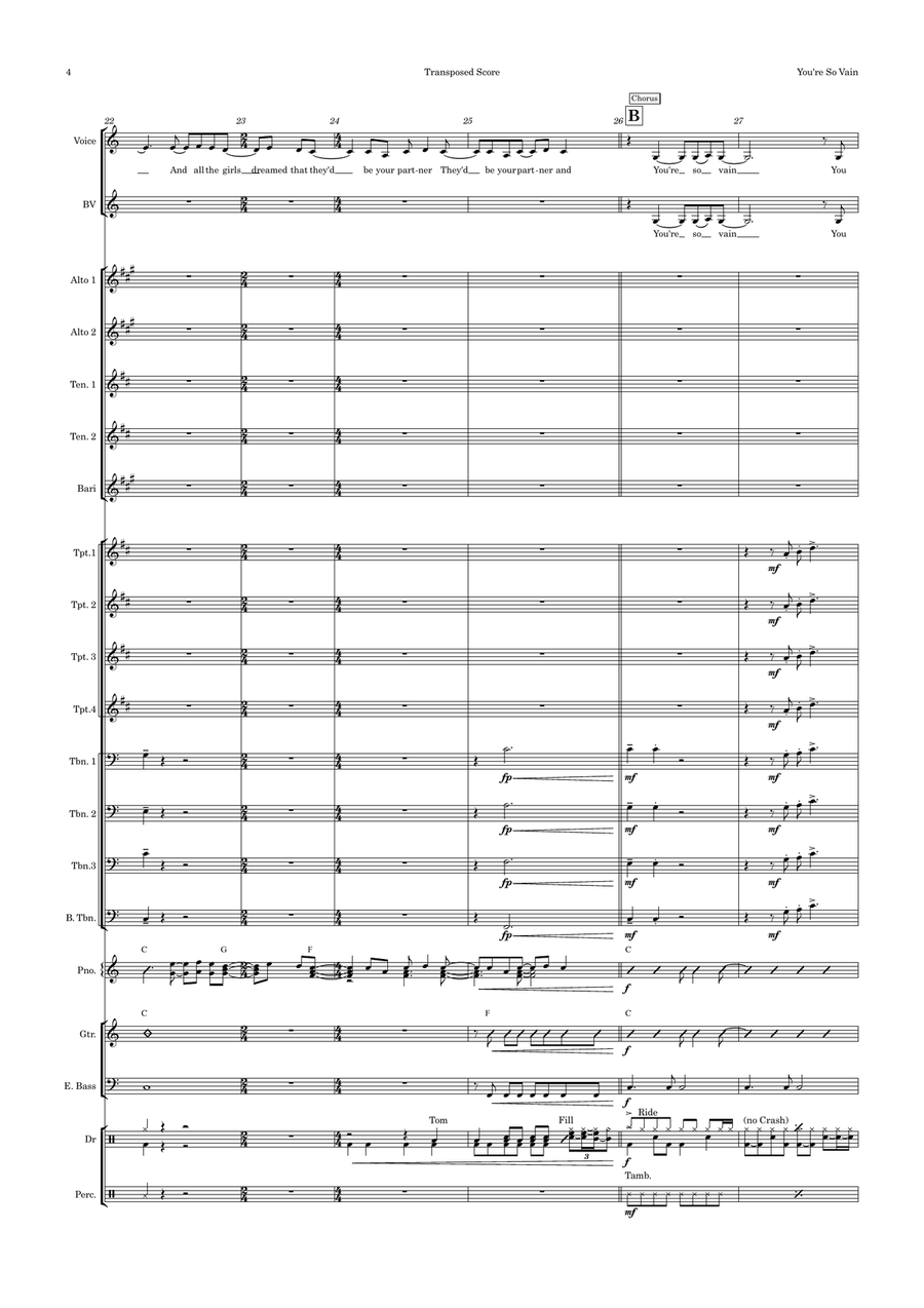 You're So Vain Jazz Ensemble scores gallery preview page 4