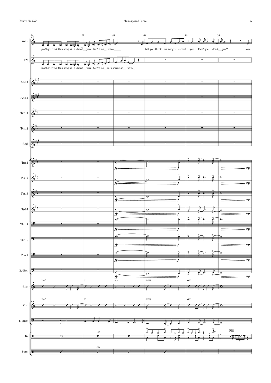 You're So Vain Jazz Ensemble scores gallery preview page 5