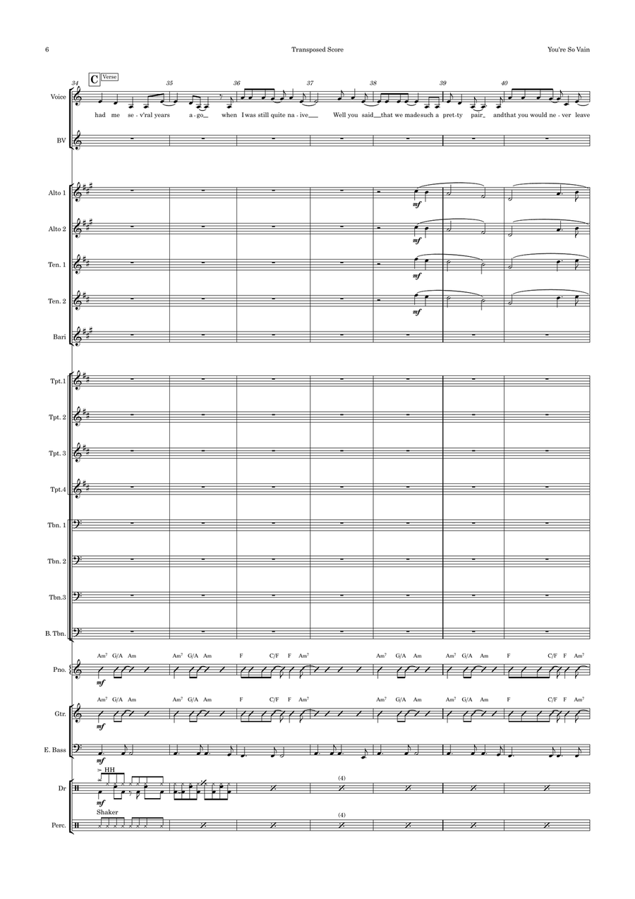 You're So Vain Jazz Ensemble scores gallery preview page 6