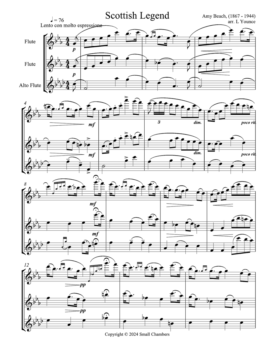 Scottish Legend for Flute Trio (2 C Flutes, Alto) Flute Trio scores gallery preview page 2