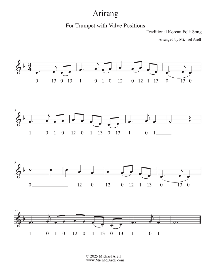 Arirang for Trumpet C Trumpet scores gallery preview page 2