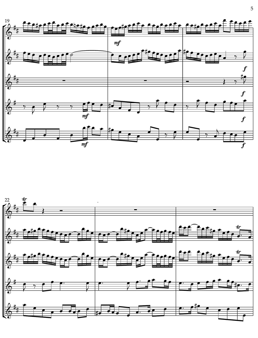 Sonata BWV1032 for Flute Ensemble Woodwind Quintet scores gallery preview page 5