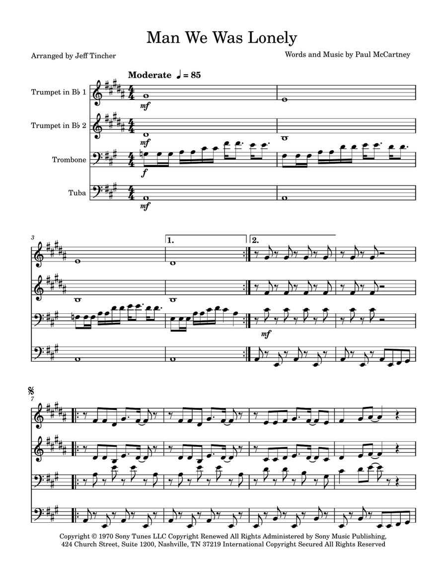 Man We Was Lonely Man We Was Lonely Brass Quartet scores gallery preview page 2