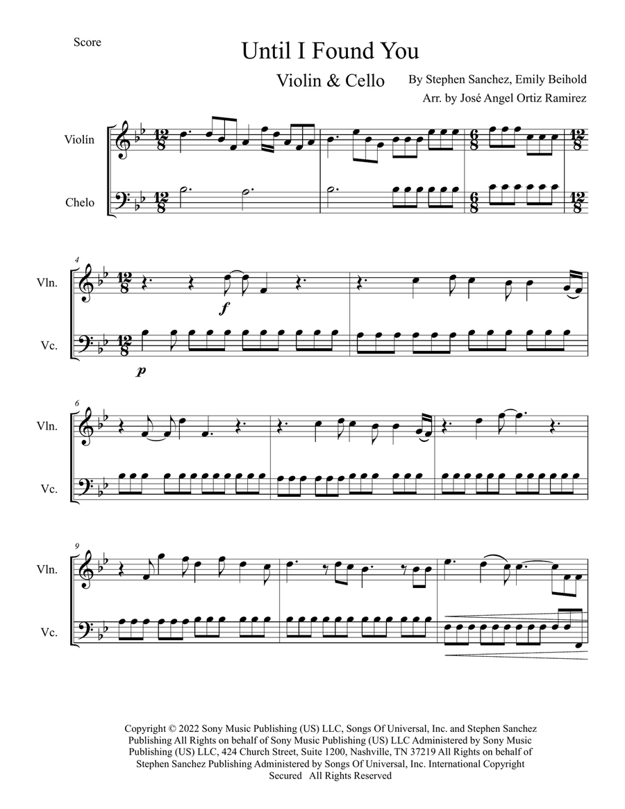 Until I Found You Until I Found You String Duet scores gallery preview page 1
