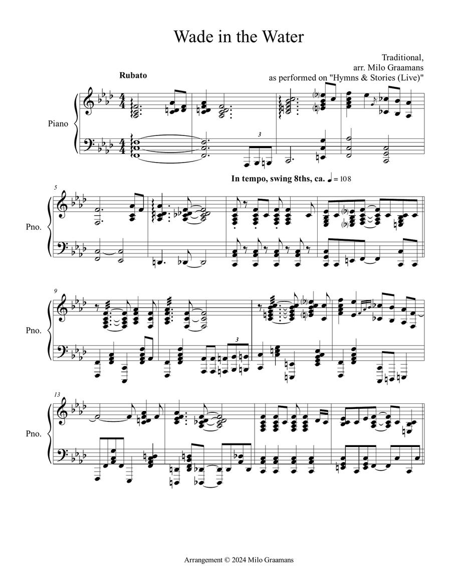 Wade in the Water Wade in the Water Piano Solo scores gallery preview page 1