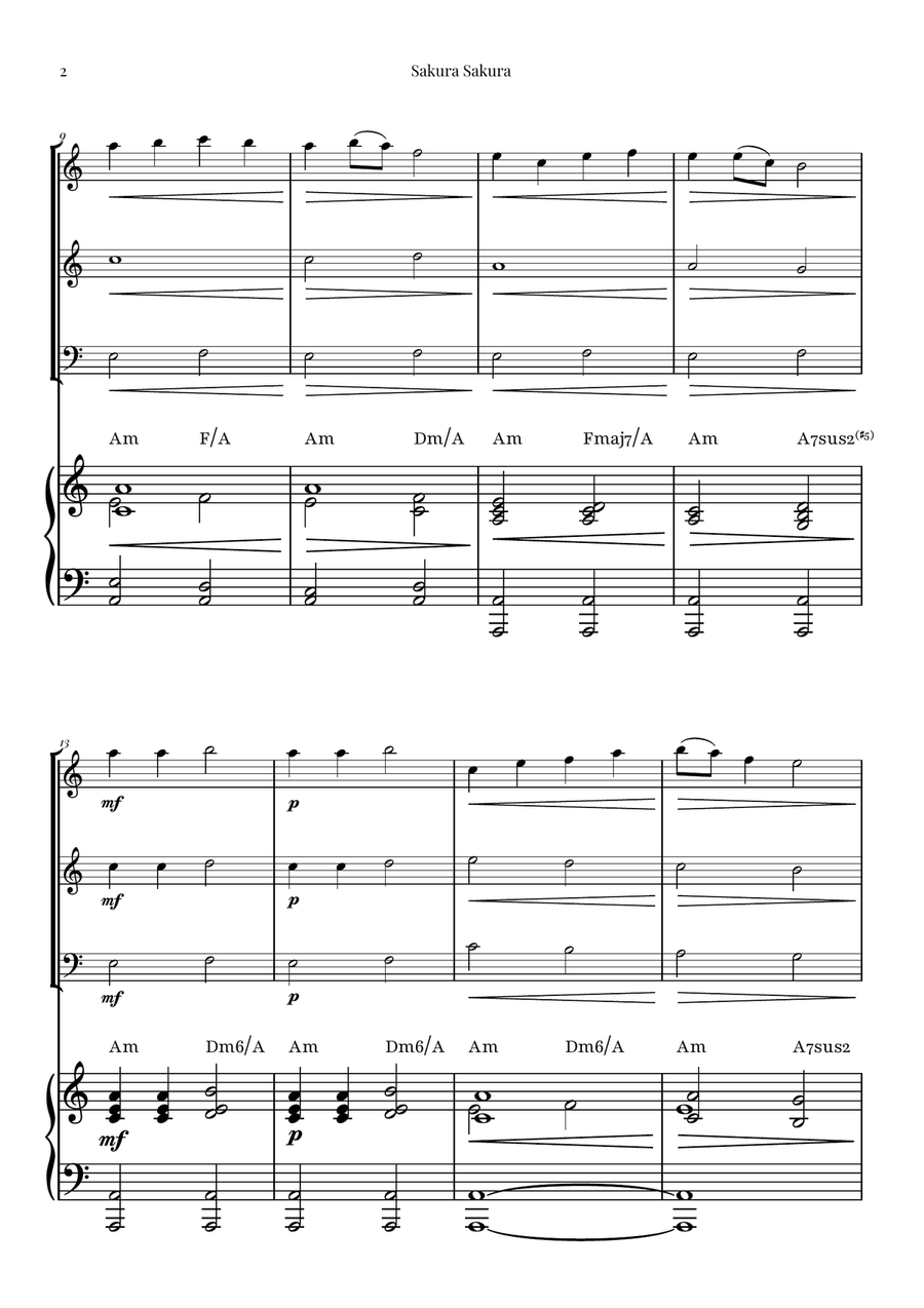 Sakura Sakura (Cherry Blossoms): A BEAUTIFUL Japanese Melody Woodwind Trio scores gallery preview page 2