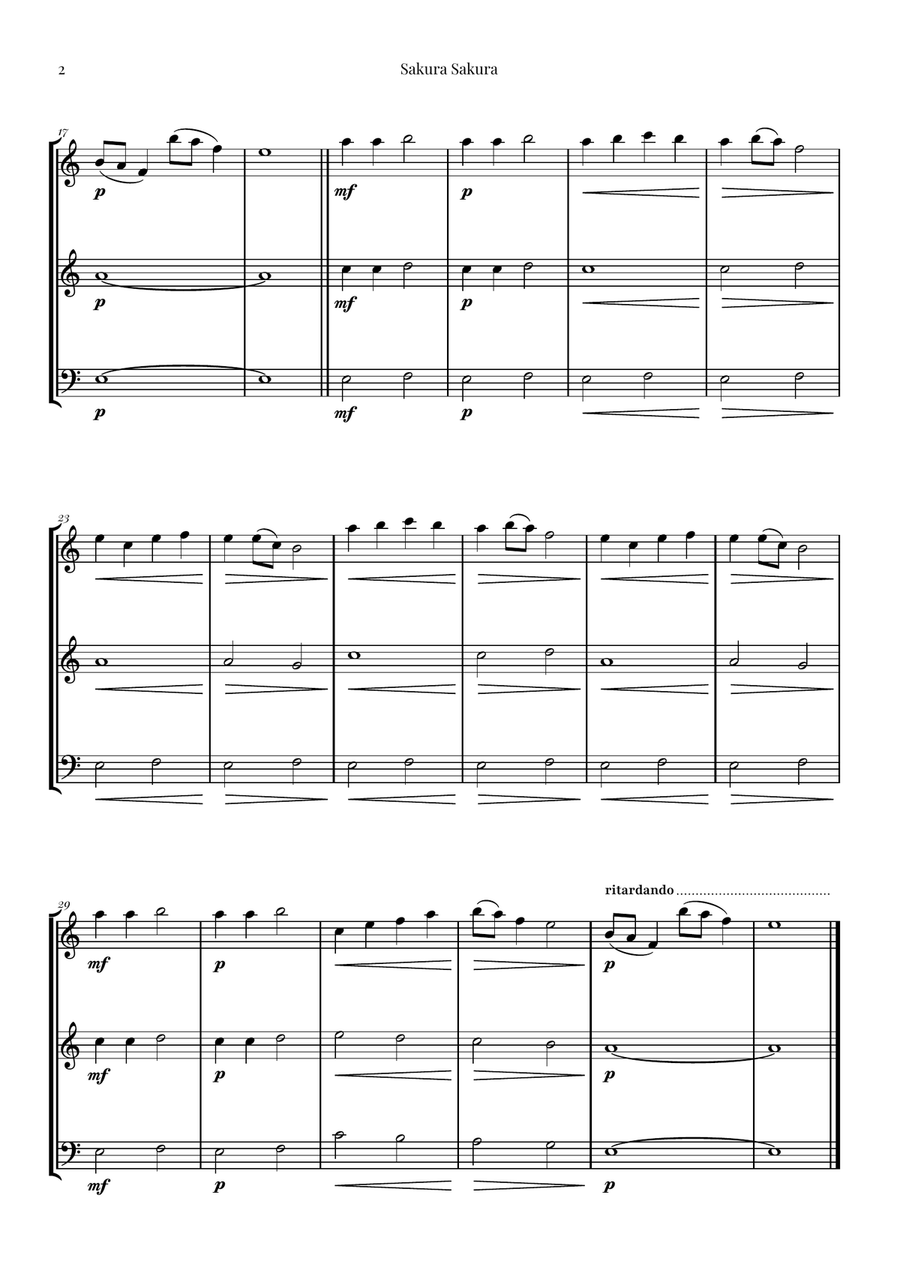 Sakura Sakura (Cherry Blossoms): A BEAUTIFUL Japanese Melody Woodwind Trio scores gallery preview page 2