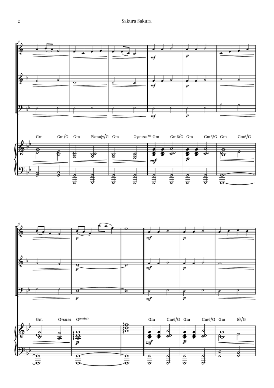 Sakura Sakura (Cherry Blossoms): A BEAUTIFUL Japanese Melody Brass Trio scores gallery preview page 2