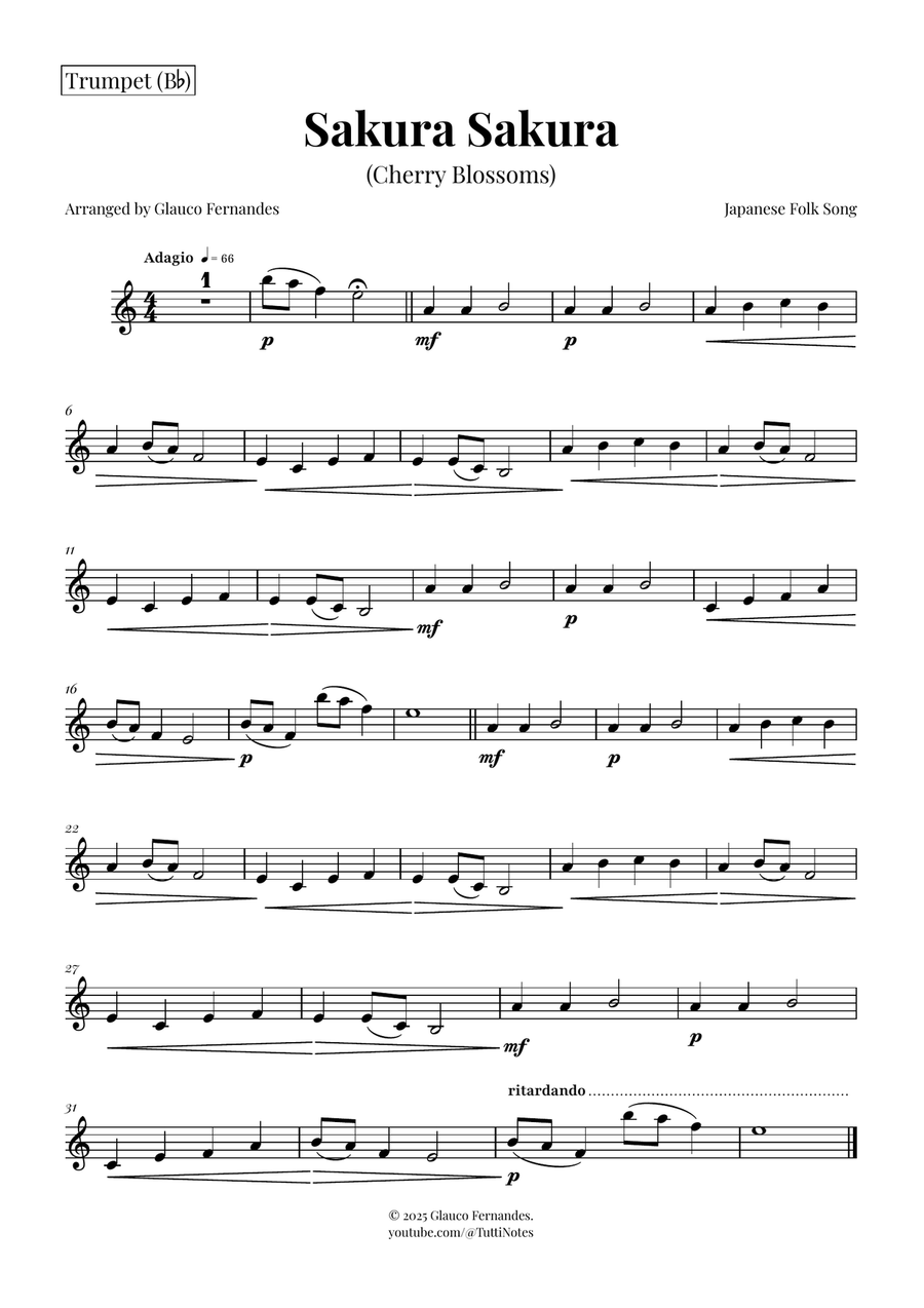 Sakura Sakura (Cherry Blossoms): A BEAUTIFUL Japanese Melody Brass Trio scores gallery preview page 3