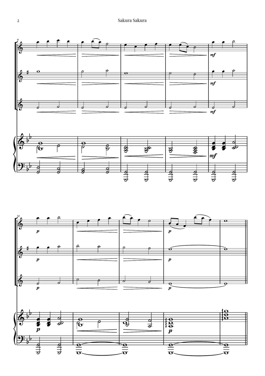 Sakura Sakura (Cherry Blossoms): A BEAUTIFUL Japanese Melody Woodwind Trio scores gallery preview page 2