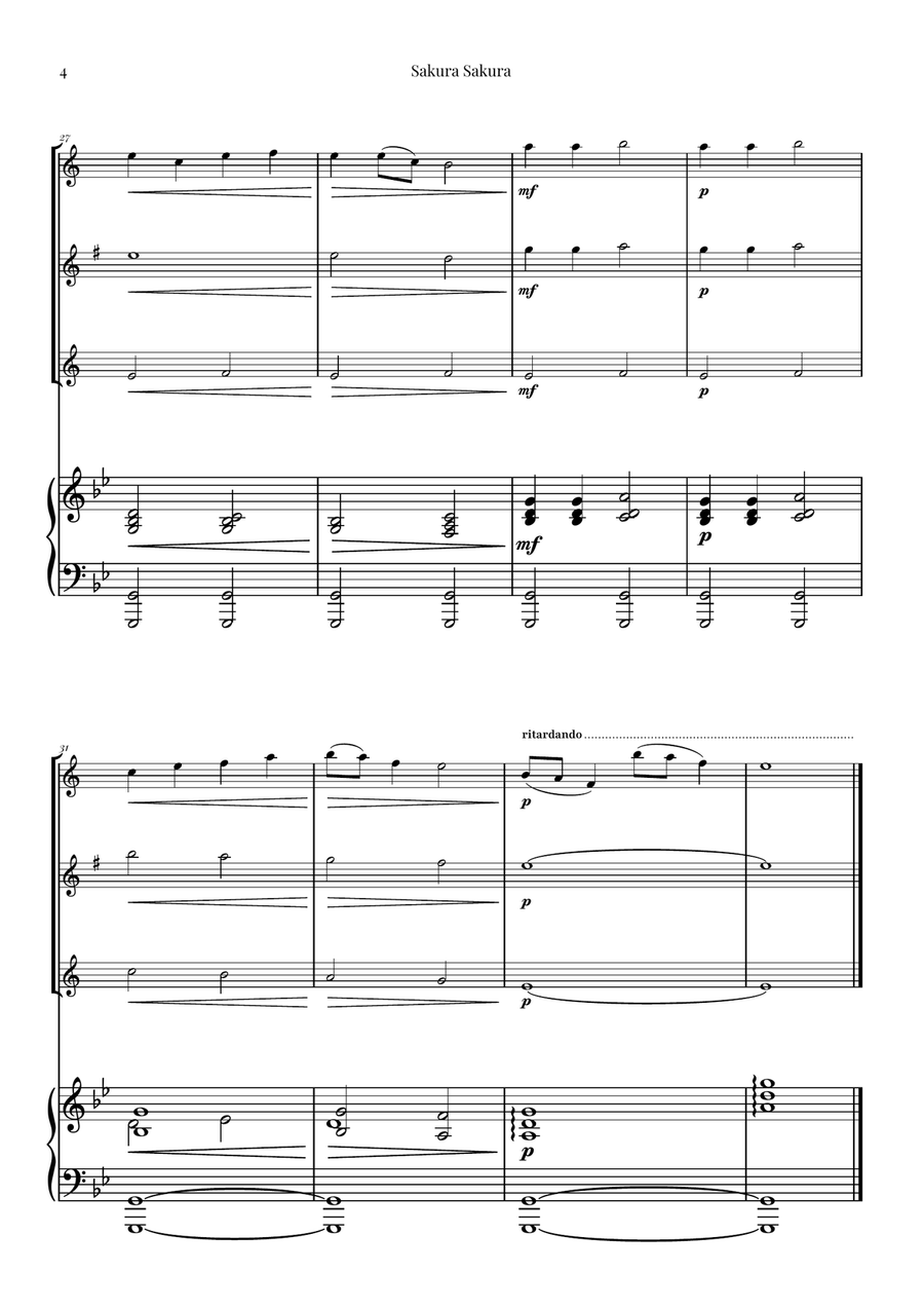 Sakura Sakura (Cherry Blossoms): A BEAUTIFUL Japanese Melody Woodwind Trio scores gallery preview page 4