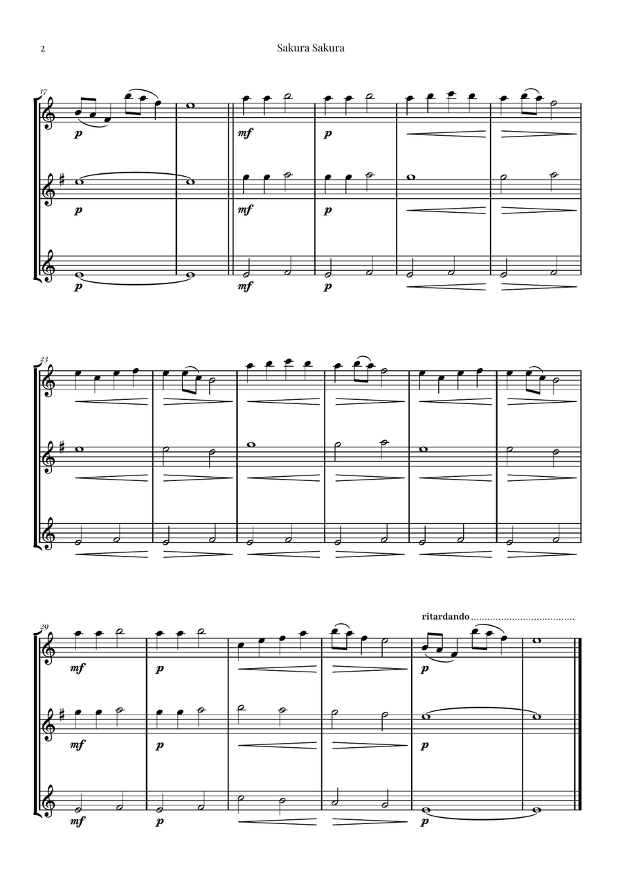 Sakura Sakura (Cherry Blossoms): A BEAUTIFUL Japanese Melody Woodwind Trio scores gallery preview page 2