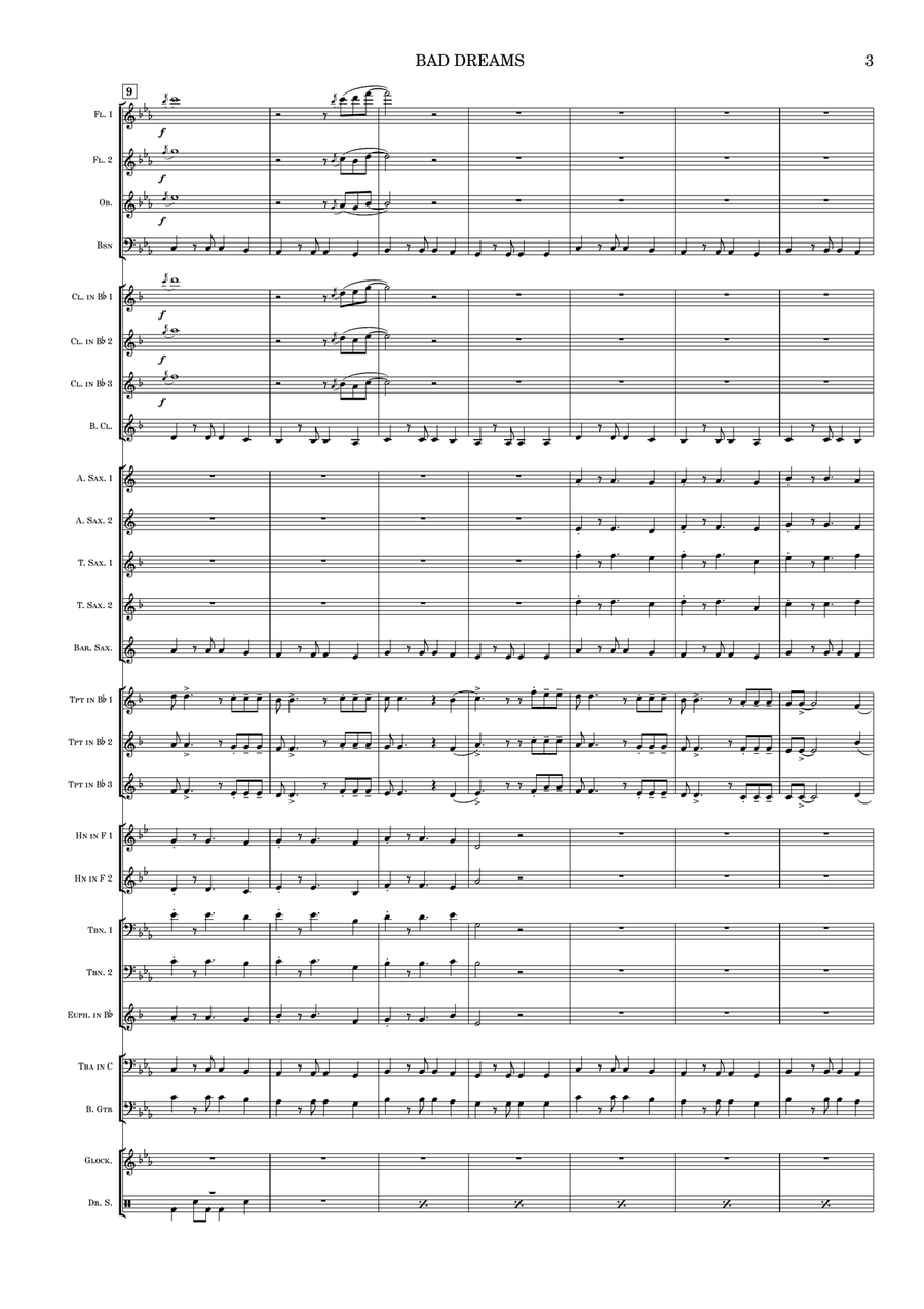 Bad Dreams Bad Dreams Concert Band scores gallery preview page 3