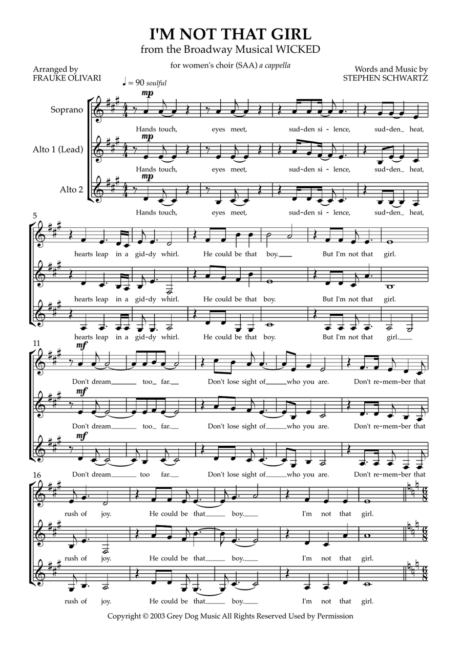 I'm Not That Girl I'm Not That Girl A Cappella scores gallery preview page 1
