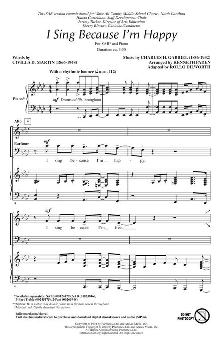 I Sing Because I'm Happy 3-Part scores gallery preview page 4