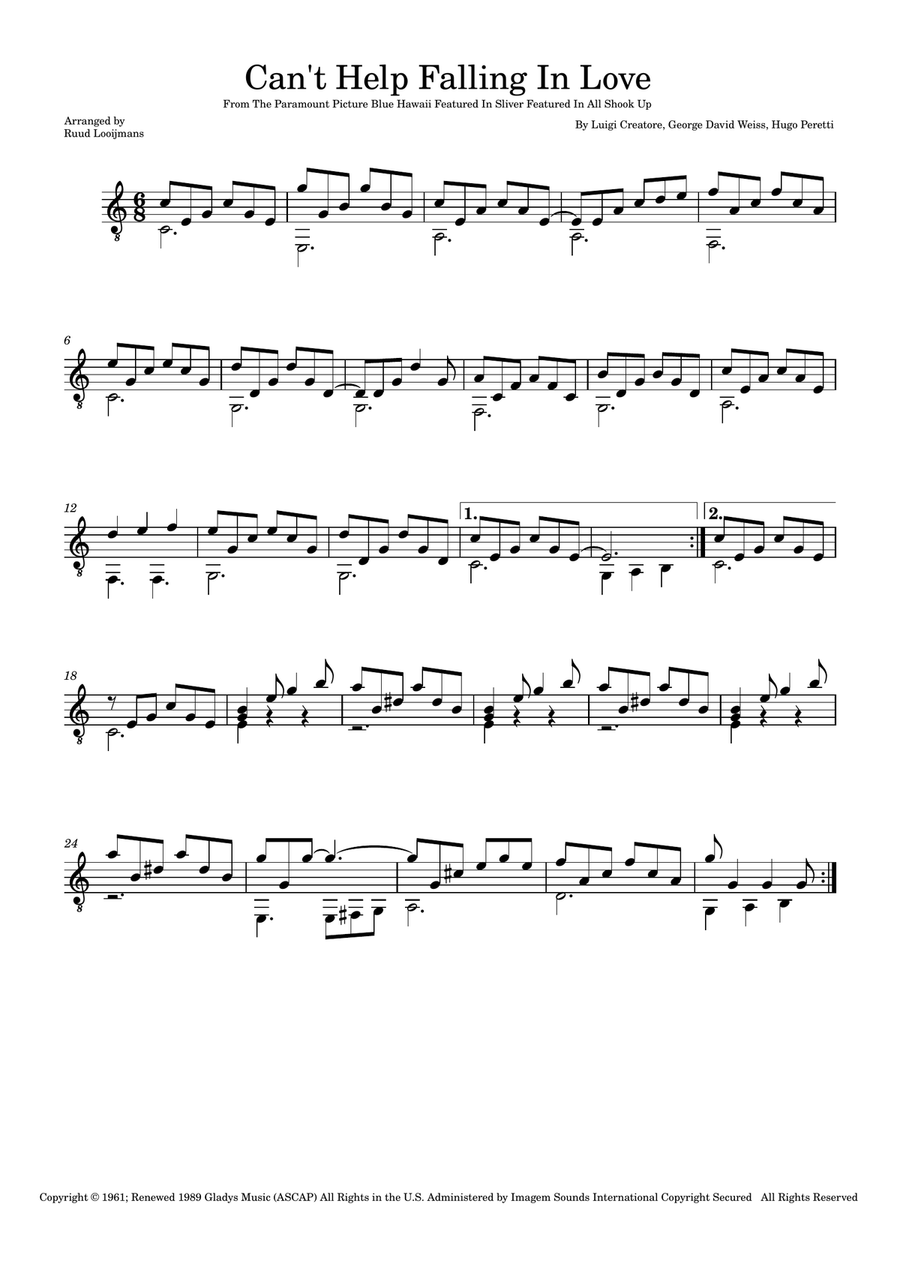 Can't Help Falling In Love Acoustic Guitar scores gallery preview page 1