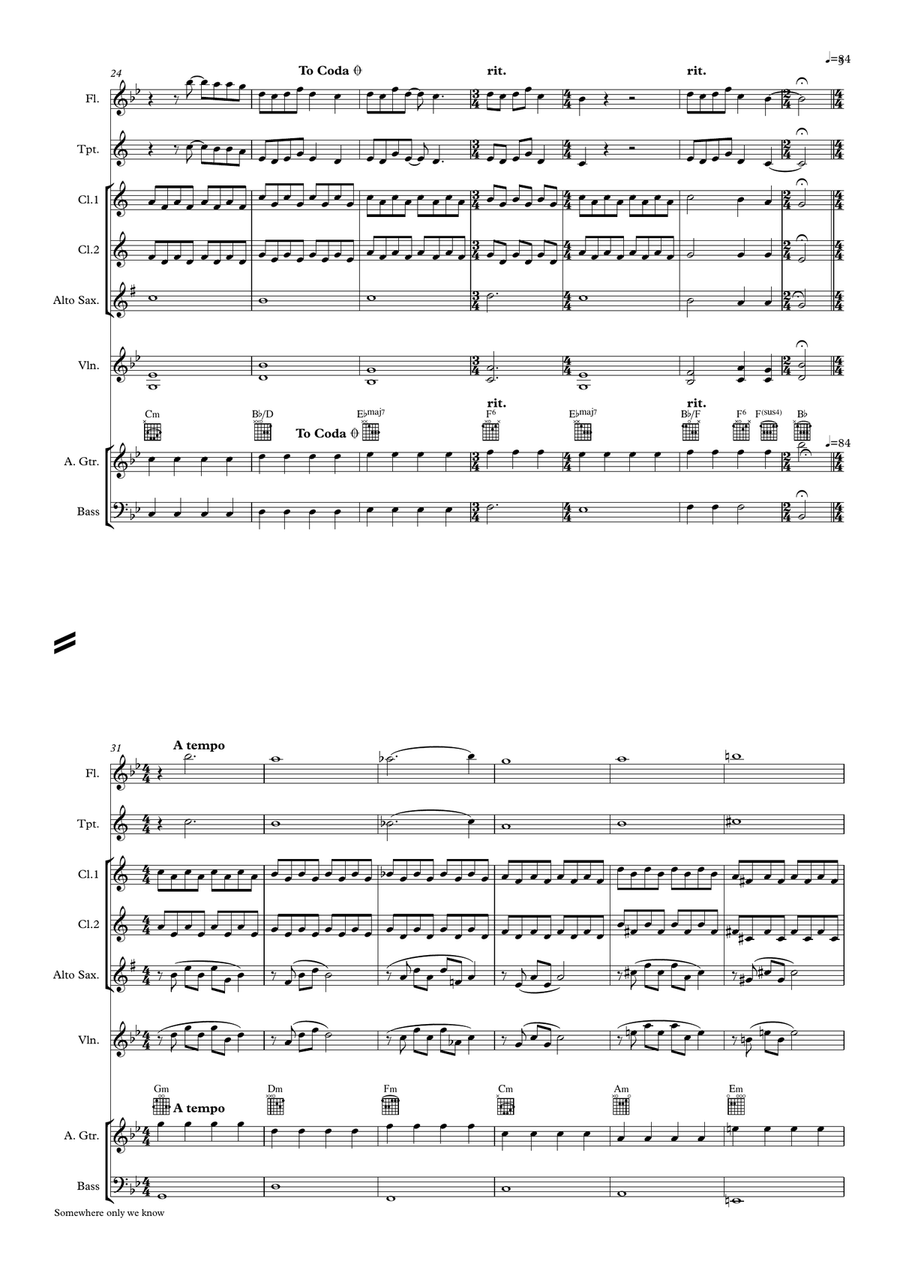 Somewhere Only We Know Somewhere Only We Know Large Ensemble scores gallery preview page 3