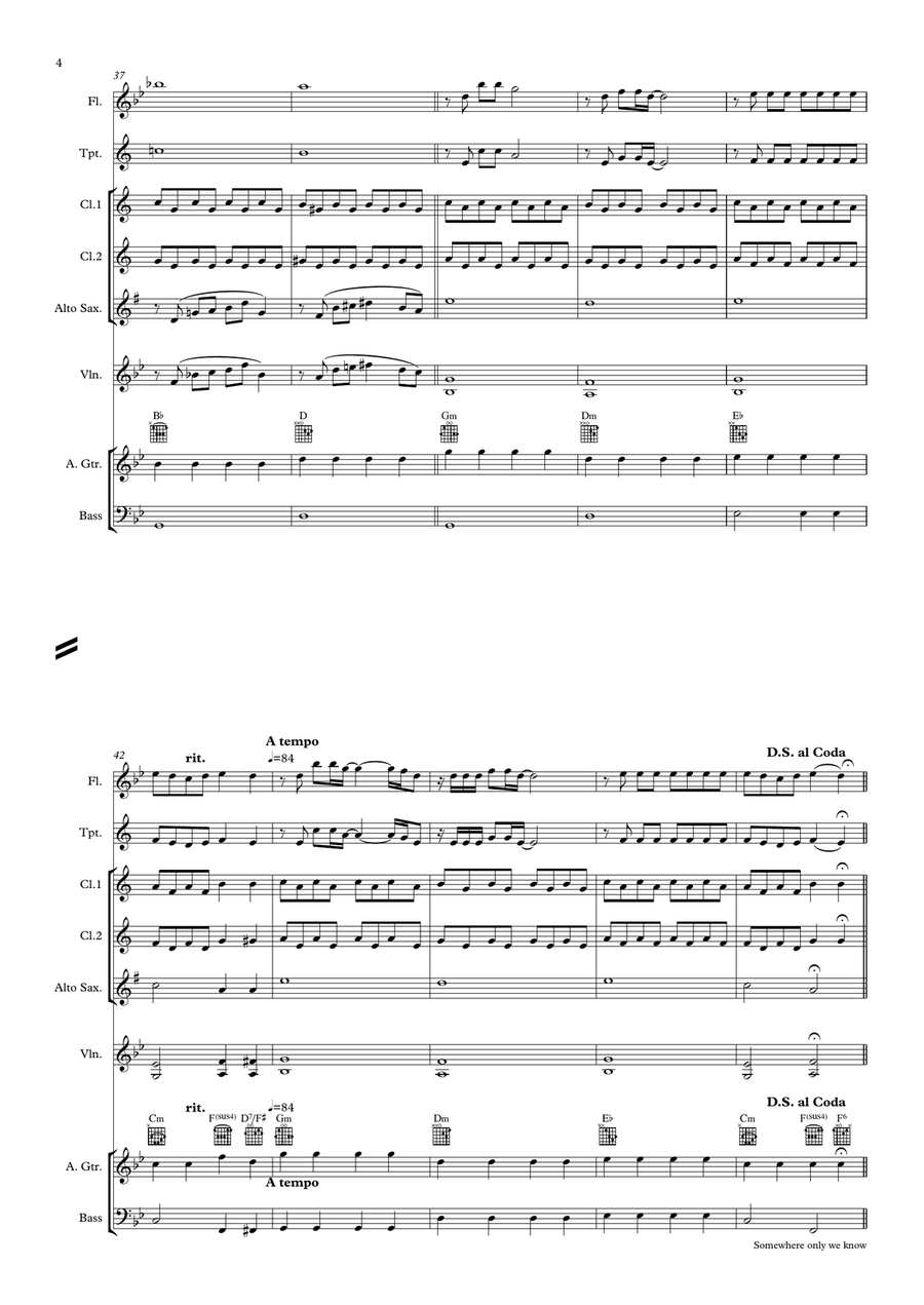 Somewhere Only We Know Somewhere Only We Know Large Ensemble scores gallery preview page 4