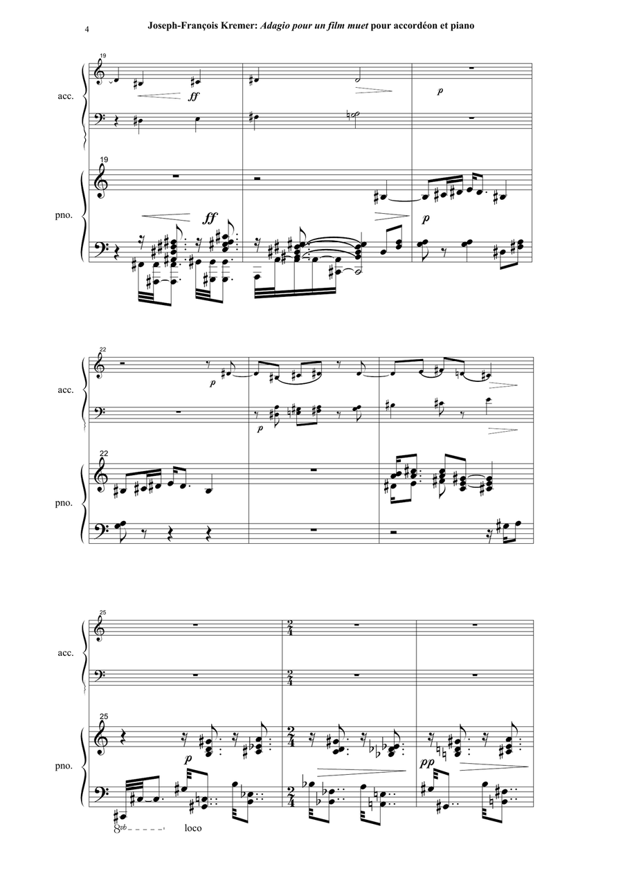 Joseph-François Kremer : Adagio pour un film muet for accordion and piano Chamber Music scores gallery preview page 4