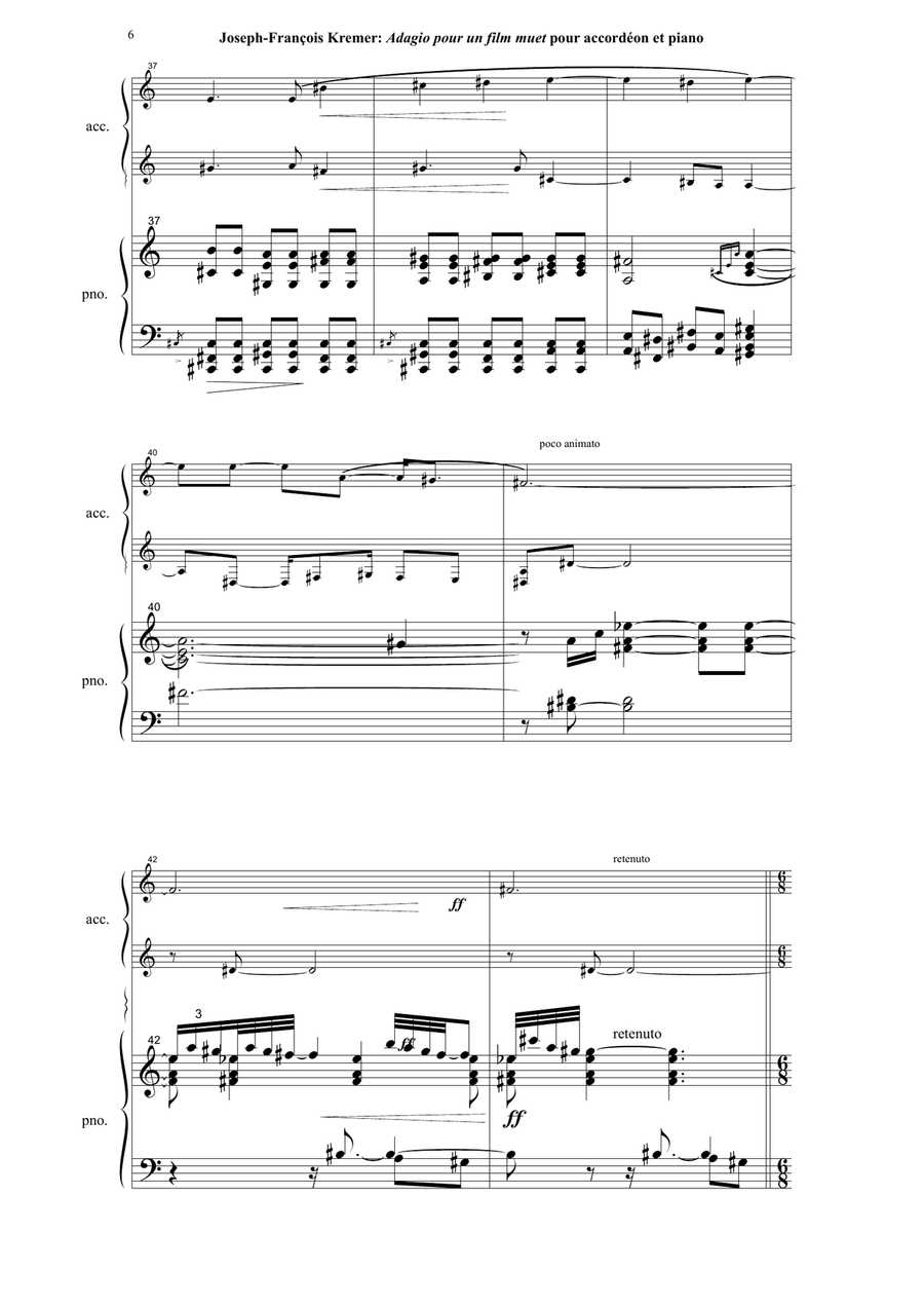 Joseph-François Kremer : Adagio pour un film muet for accordion and piano Chamber Music scores gallery preview page 6