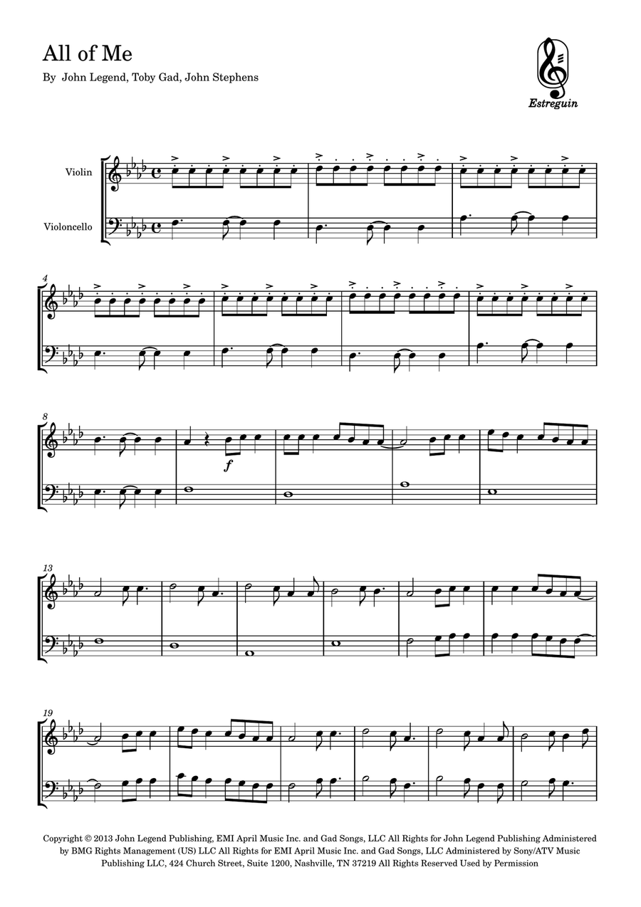 All Of Me All Of Me String Duet scores gallery preview page 1