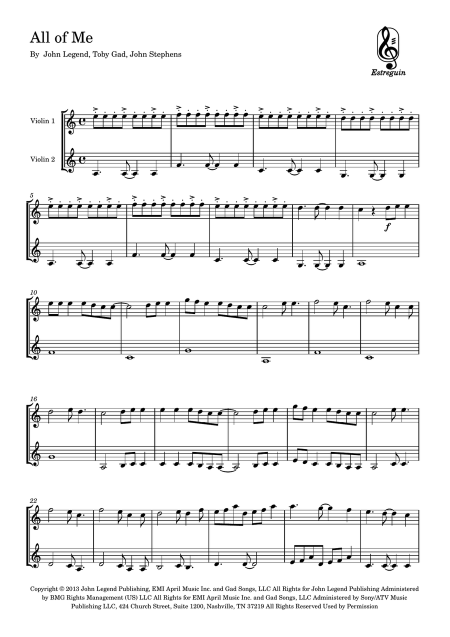 All Of Me All Of Me String Duet scores gallery preview page 1