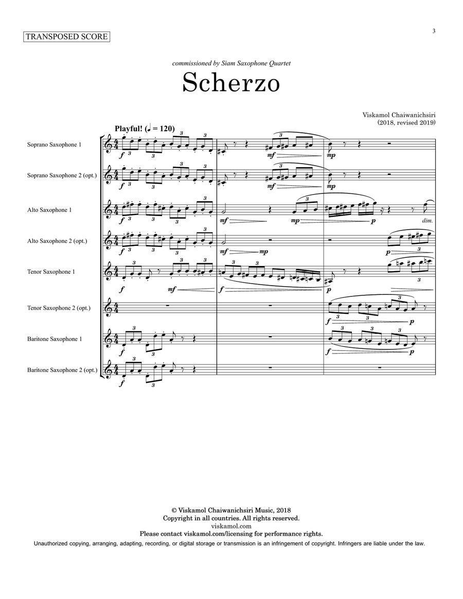 Scherzo (Saxophone Ensemble) - Score Only Large Ensemble scores gallery preview page 5