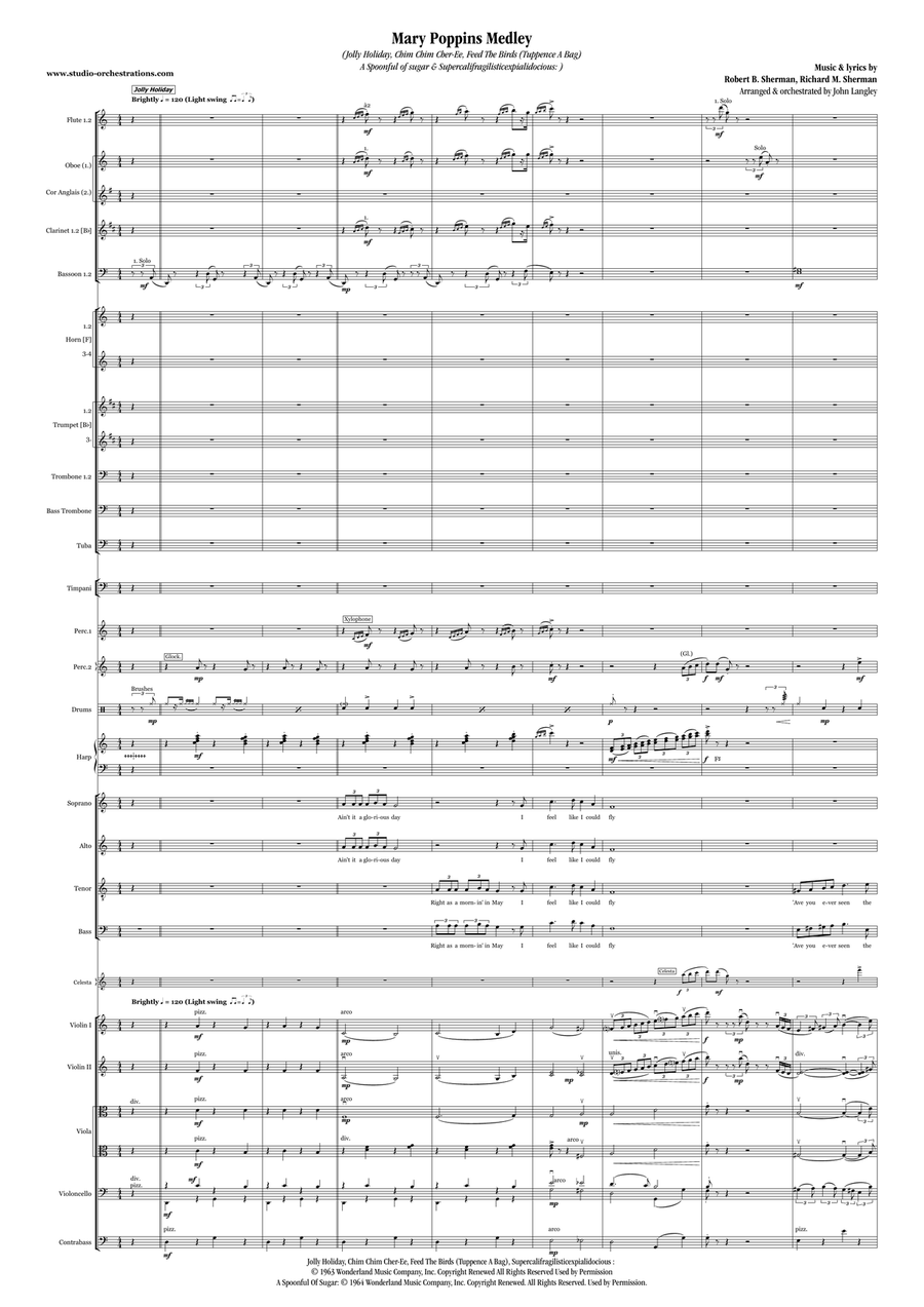 Medley: Jolly Holiday with Chim Chim Cher-Ee, Feed The Birds (Tuppence A Bag), A Spoonful Of Suga... Full Orchestra scores gallery preview page 2