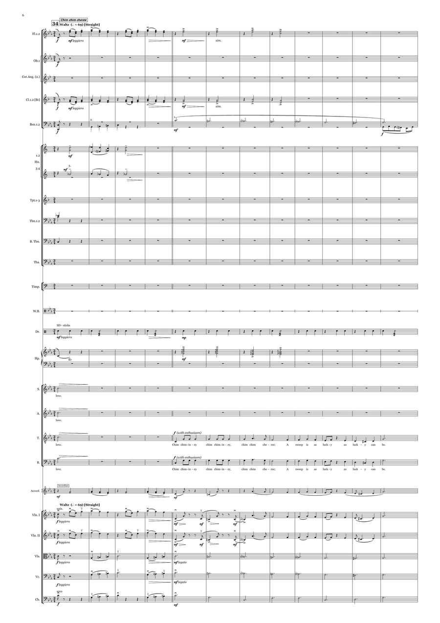 Medley: Jolly Holiday with Chim Chim Cher-Ee, Feed The Birds (Tuppence A Bag), A Spoonful Of Suga... Full Orchestra scores gallery preview page 6