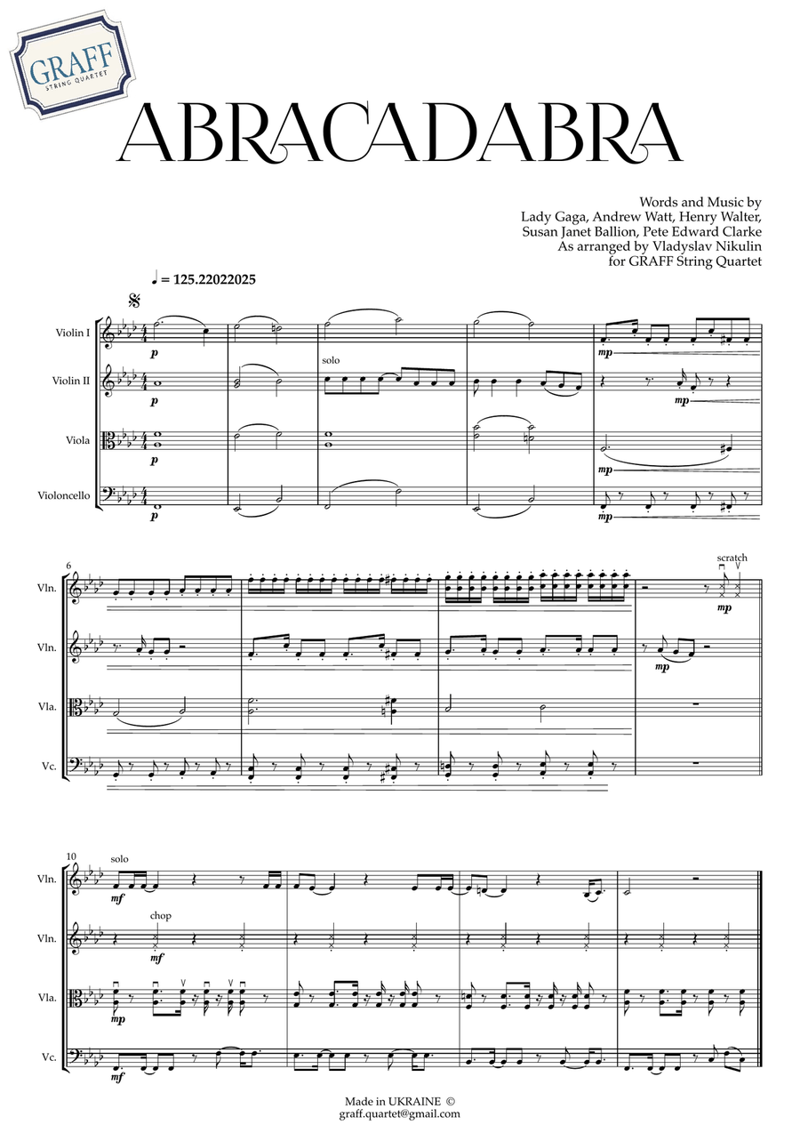 Abracadabra String Quartet scores gallery preview page 1