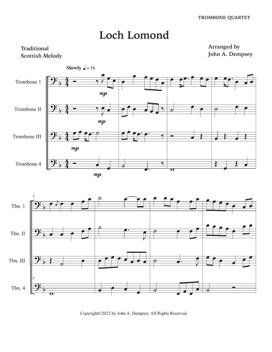 Loch Lomond (Trombone Quartet) Brass Quartet scores gallery preview page 5
