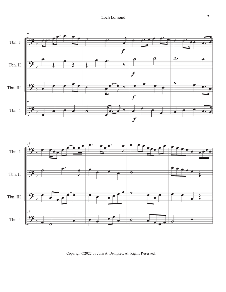 Loch Lomond (Trombone Quartet) Brass Quartet scores gallery preview page 6